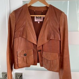 Authentic Juicy Couture cognac genuine leather jacket